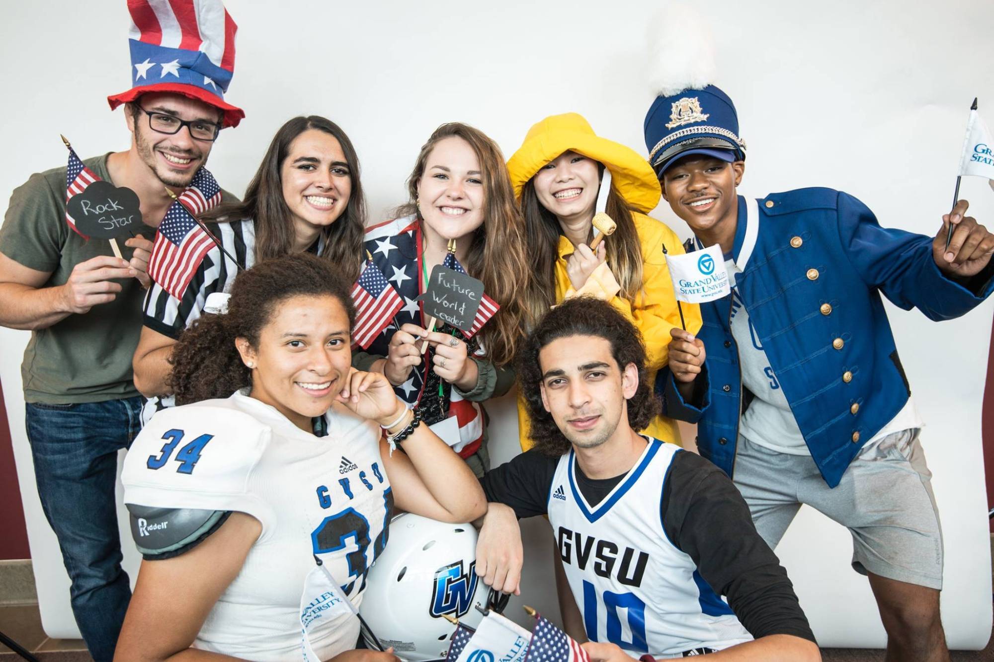Domestic and international students smiling together at GVSU